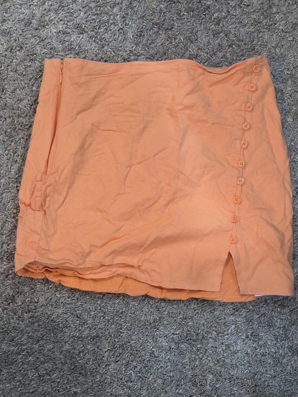 Francesca's Collections Peach Button-Side Mini Skirt